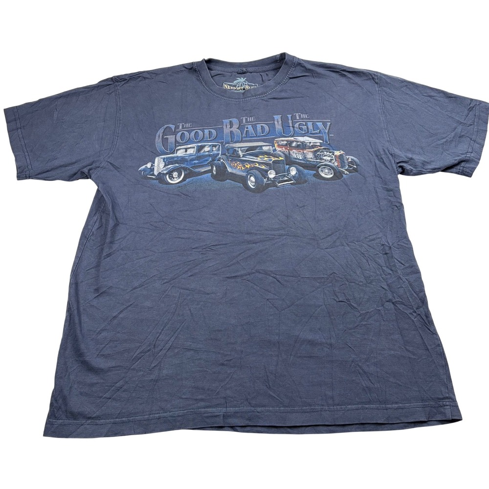 Newport Blue Mens Medium The Good Bad Ugly Hot Rod Graphic T-Shirt Navy Blue